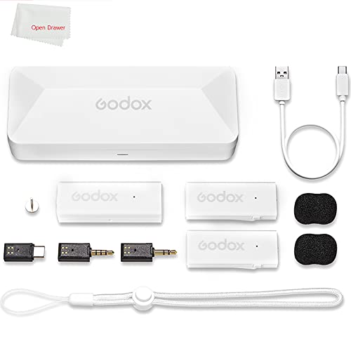 GODOX MoveLink Mini Microphone, White Kit2, Wireless Lavalier Microphone, for Photography, Vlog, Filmmaking, Speech, with 2 Transmitter 1 Receiver (White Kit2 (Type-C)) - color: White Kit2 (Type-C)