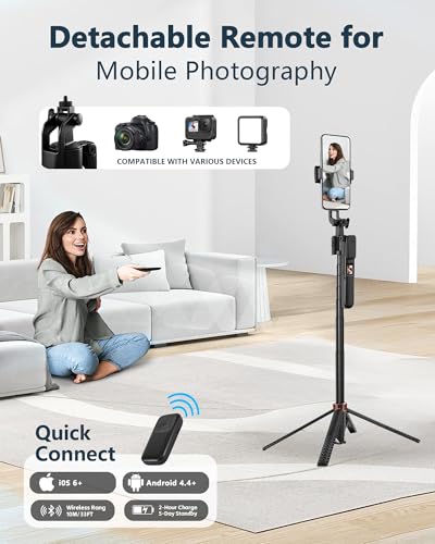 Auto-Face Tracking Tripod, 70" Selfie Stick Tripod with Remote, Phone Tripod for iPhone and Android, 360° Rotation & Gesture Control for Hands-Free Selfies, Vlogs, and Live Streams - color: Telescopic Gimbal