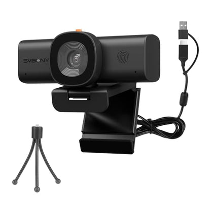 SVBONY 2K Webcam for PC, Computer Camera with Low-Light 3D Noise Reduction&Dual AI-Noise Canceling Mics, Web Cam with Privacy Cover, USB A-to-C, Plug&Play PC Camera for Video Calling,Teams,Streaming
