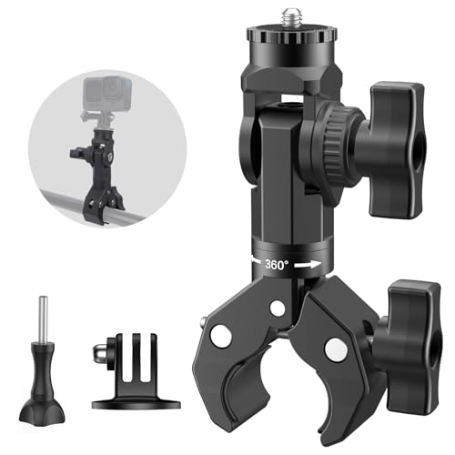 Super Clamp Mount with Magic Arm for Motorcycle & Bike, Heavy Duty Camera Clamp for GoPro 13/12/11/10/9, Compatible with Insta360 X5 X4 X3, for DJI Osmo Action Camera - YD055