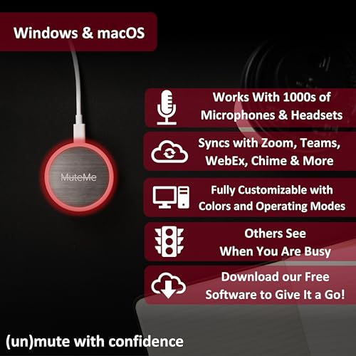 MuteMe - Illuminated Capacitive Touch Mute Button for Zoom, Teams, Google Meet & More (As Seen on Shark Tank)! Free Windows / Mac Software Required To Use MuteMe. - style: New MuteMe
