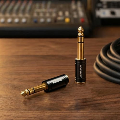 MOBOREST 1/4" to 3.5mm (1/8 in) Audio Adapter TRS Headphones Jack Converter | Hi-Fi Stereo 6.35mm to 3.5mm Audio Jack Adapter Gold Plated for Electric Guitar, Piano, Amplifier, Mixer, Studio Mon-2PCSitor - color: 2BLACK