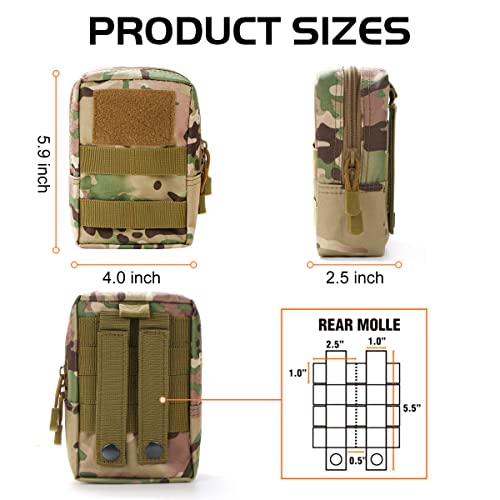 3 Pack Molle Pouch Combo Water Bottle Pouch Holder Tactical Molle Pouches Compact Utility Waist Bag Pack - color: Combo D:CP