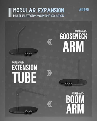 Universal Mic Stand Base, Heavy-Duty Elliptical Metal Table Desktop Mount with 5/8"-27 Thread, 1/4" & 3/8" Adapters, Compatible with Extension Tube, Goosenecks Arms, Booms - KB49 - size: #KB49 - 1PCS