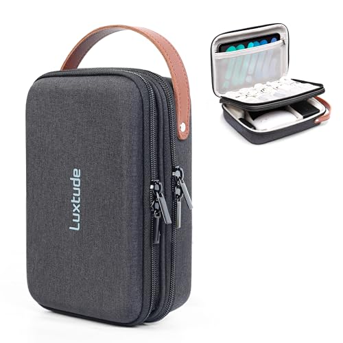 Luxtude Electronics Organizer Travel Case, Portable Tech Bag for Working/Travelling, Sturdy Hard Shell Zipper Cases for Charger/Mouse/Hard Drive, Case Only - color: Black, size: Compact