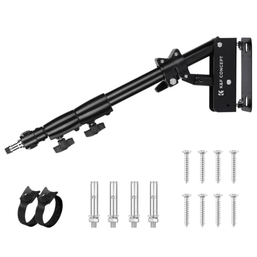 K&F CONCEPT Ring Light Wall Mount 39.4"/100cm, 180° Rotating Triangle Boom Arm | 20-39" Adjustable Length, 16.9"Compact Fold Size for Softbox, Reflector, Studio, Streaming, Salon, Strobe, Barbershop - size: 100cm/37.37"