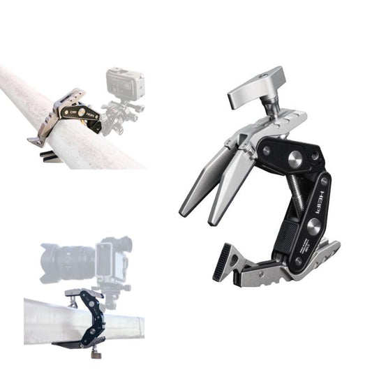 HEIPI Super Clamp Phone Camera Mount Holder 2-in-1 Clamp & Stand Design with 1/4"-20 & 3/8"-16 Screw Mount Adapter Holder Max Clamping 3.93 inch for Tripod Accessories, Phone, Action, DSLR Camera - style: Super Clamp Only