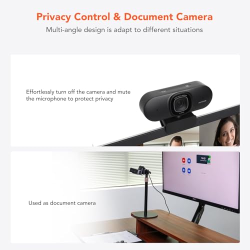 NUROUM V15AF 2K Webcam for PC, 1080P 60fps Autofocus HD Webcam with Dual Noise Cancelling Microphone, 75° FOV&Light Correction, USB Web Camera Plug&Play for Zoom/Teams,Grey - style: V15AF-Grey