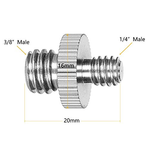 22Pack ChromLives Camera Screw Adapter 1/4 to 1/4 Screw to 3/8 Tripod Adapters Converter Brass Screws Spigot Mount Set for Camera Tripod Monopod Ballhead Flash Light,Combo Pack - color: 22Pcs Camera Screw