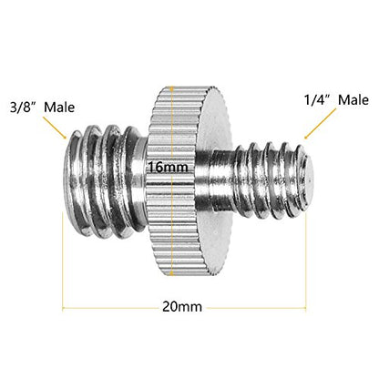 22Pack ChromLives Camera Screw Adapter 1/4 to 1/4 Screw to 3/8 Tripod Adapters Converter Brass Screws Spigot Mount Set for Camera Tripod Monopod Ballhead Flash Light,Combo Pack - color: 22Pcs Camera Screw
