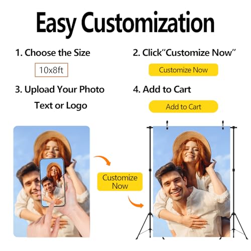 BELECO 7x7ft Fabric Custom Backdrop Picture Customized Backdrop with Image Logo Text Personalized Background Banner Home Office Tapestry Wall Hanging Party Decorations Photo Props - size: 7x7FT
