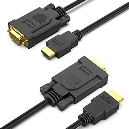 BENFEI 2 Pack HDMI to VGA 10 Feet Cable, Uni-Directional HDMI (Source) to VGA (Display) Cable (Male to Male) Compatible for Computer, Desktop, Laptop, PC, Monitor, Projector, HDTV, Raspberry Pi, Roku - size: 10 Feet, style: 2 PACK