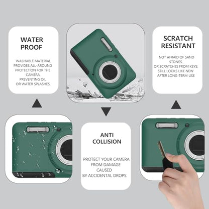 Case for Kodak PIXPRO FZ55,FZ55 accessories,Soft Silicone Protective Case,Comes with 2 Screen Protectors and 1 Wrist Strap - Dark green - color: Dark green