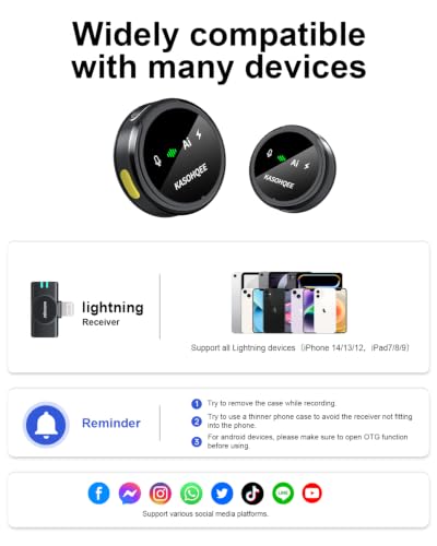 Wireless Lavalier Microphone for iPhone 17/16/15/14, iPad & Android, Magnetic Clip-on Mini Mic with Charging Case,30H Playtime Plug-Play Lapel Lavalier Mic for Vlog TikTok, AI Noise Reduction - color: 2 TX+Lightning Rx+Charing Case