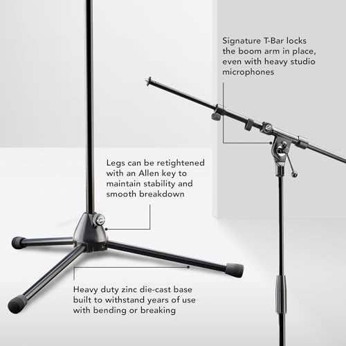 K&M König & Meyer 21090.500.02 Tripod Microphone Stand | Adjustable Telescoping 2-Piece Boom Arm | Professional Grade | Heavy Duty with Folding Leg Base | German Made Chrome - color: Chrome, style: Tall (35"-63")