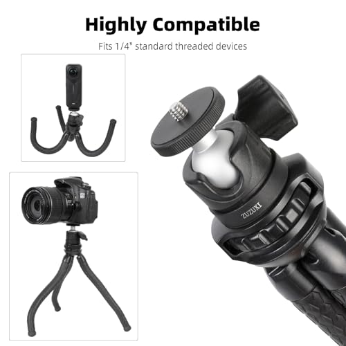Flexible Tripod for Phones & Camera, Mini Phone Tripod Stand with Remote & Phone Holder for Video Recording, Compatible with iPhone GoPro Insta360 X5 DJI Osmo Pocket 3 Canon Nikon Sony Camera