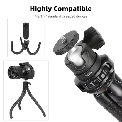 Flexible Tripod for Phones & Camera, Mini Phone Tripod Stand with Remote & Phone Holder for Video Recording, Compatible with iPhone GoPro Insta360 X5 DJI Osmo Pocket 3 Canon Nikon Sony Camera