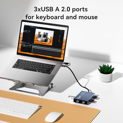 ACASIS USB C to Dual HDMI DisplayLink Adapter, 4K@60Hz, 2 HDMI & 3 USB-A Ports, 100W PD Charging, USB C DisplayLink Docking Station for Mac M1/M2/M3/M4/M5/Neo/Windows,USB A/C to Dual Monitor Adapter - color: Gray