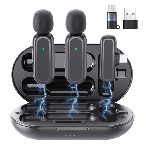 Wireless Lavalier Microphone, 2 Mini Mics with Charging Case, 8H, 65ft | USB-C Clip-On Mic for iPhone iPad Android PC, Noise Reduction, Ideal for Vlogging TikTok YouTube Video Recording Interview
