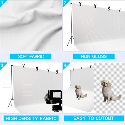 ISSUNTEX 9X15 ft Background Polester Backdrop, Photo Studio, Collapsible High Density Screen for Video Photography and Television-White - color: White