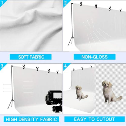 ISSUNTEX 9X15 ft Background Polester Backdrop, Photo Studio, Collapsible High Density Screen for Video Photography and Television-White - color: White