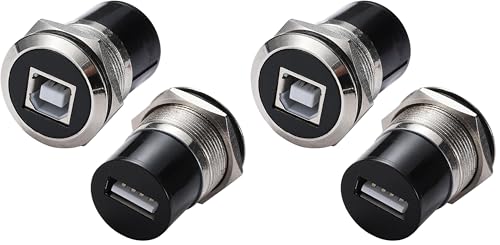 PENGLIN 2PCS USB B to A Panel Mount Connector, USB 2.0 Female Data Connector Solderless, USB Type B to USB 2.0 Threaded Fixed Adapter for Printer Scanner (Pack of 2) - color: silver, size: 2PCS(USB-B to A) (Pack of 2)
