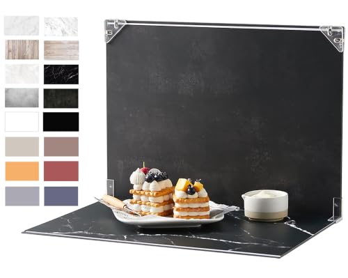BYSTONE Product Photography Backdrops Kit, 8 Pcs 16 Patterns Photo Backdrop Board, 16.5 x 11.7 in Tabletop Background for Food Jewelry Cosmetics, Small Product Photoshoot Props