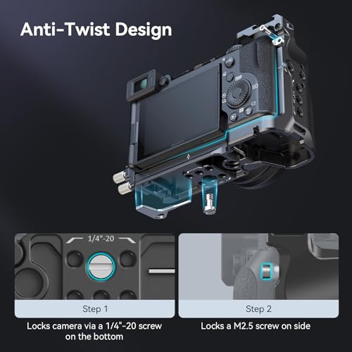 SmallRig Cage Kit for Sony A7C II / A7CR with a Cable Clamp for HDMI, Full Access Vlog Making Camera Video Cage for Sony Alpha 7C II/Alpha 7CR with Hinge Arm, Built-in QR Plate for Arca - style: Normal Cage