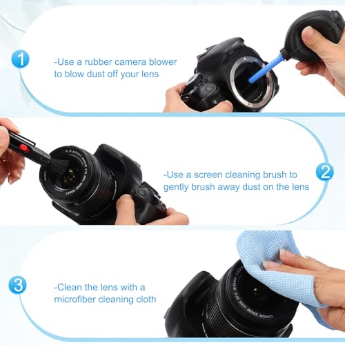 PATIKIL Camera Cleaning Kit, Lens Cleaner Kit with Lens Brush Pen, Microfiber Cleaning Cloth Cleaning Tool Accessories for Camera, SLR, Telescope, Magnifying Glass, Phone,1 Set