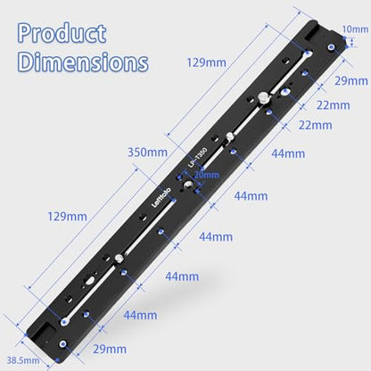 LEFTFOTO 350mm Double Dovetail Slide Rail with Arca Swiss Quick Release Plate,Locating Hole for ARRI,1/4" & 3/8" Threads,Cold Shoe - for DSLR Camera Tripod Ballhead - size: 350mm
