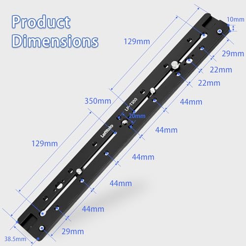 LEFTFOTO 350mm Double Dovetail Slide Rail with Arca Swiss Quick Release Plate,Locating Hole for ARRI,1/4" & 3/8" Threads,Cold Shoe - for DSLR Camera Tripod Ballhead - size: 350mm