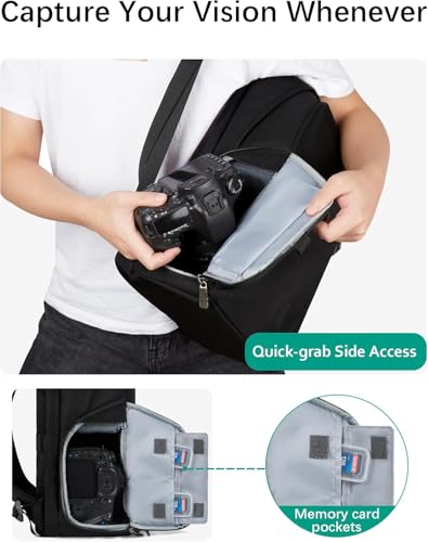 BAGSMART Camera Backpack, DSLR SLR Camera Bag Backpack Fits 15.6 Inch Laptop,Anti-Theft Waterproof Camera Case for Photographers,Men Women,with Rain Cover,Tripod Holder,Black - color: Black, size: Large