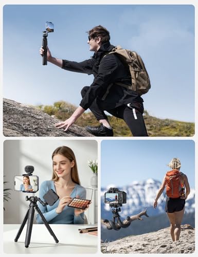 Lamicall Tripod for iPhone with Silicone Legs - [8-Strand Aluminum Core] Flexible Camera Tripod with Wireless Remote, Heavy-Duty Phone Stand Cold Shoe for iPhone Pocket 3/4 Samsung GoPro DSLR Camera - style: NEW Upgraded - Silicone for iPhone