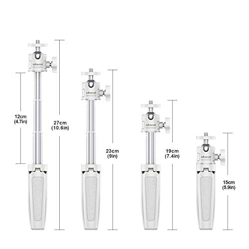 ULANZI Extension Pole Tripod, Mini Selfie Stick Tripod Stand Handle Grip for iPhone 13 Pro Max Smartphone OSMO Pocket 4 3 Canon G7X Mark III Sony RX100 DJI Osmo Nano Cameras Vlogging - color: White