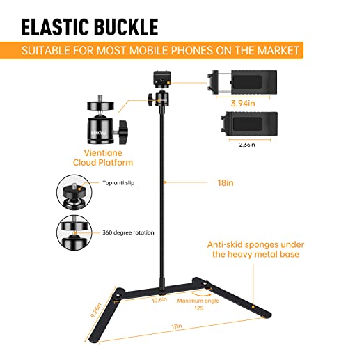 Phone Stand for Recording, Phone Tripod Adjustable and Solid, Overhead Phone Mount, Fixable Gooseneck Phone Holder for Video Recording, Online Teaching, Cookie Decorating, Live Streaming