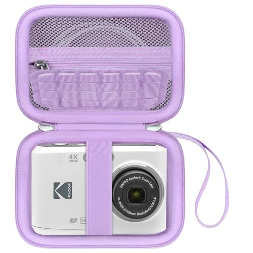 Canboc Carrying Case for Kodak PIXPRO FZ55/ FZ45 16MP Digital Camera, FZ45 Video Vlogging Camera Bag, Mesh Pocket fit Cable, SD Card, Purple (Case Only) - color: Small-Purple