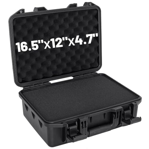 Hard Carrying Case,Shockproof Storage Box with Customizable Foam,Portable Protective Tool Box for Microphone,Recorder,Electronics,Tools,Cameras,Equipment and More,16.5"x12"x4.7" - size: 16.5"x12"x4.7"