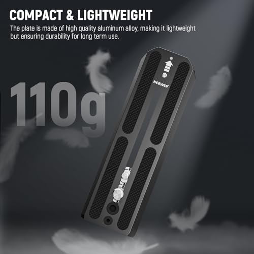 NEEWER 501PL Tripod Quick Release Plate Compatible with MVH500AH MVH502AH, 6.3"/16cm Extended Camera Mounting Plate with 1/4" 3/8" Screws, Anti Off Pin for GM001 GM002 GM006 Fluid Heads, QR6
