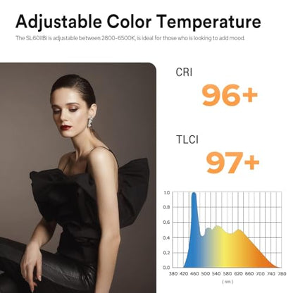 Godox SL60IIBi Bi-Color LED Video Light, 75W 25100Lux@1M CRI 96+ 11 FX Effects APP Control Bowens Mount Photography Continuous Light for Photography&Video