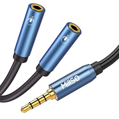 MillSO Headset Splitter for 2 TRRS Headphones or Mics 3 Feet 3.5mm Jack Adapter TRRS 4-Pole Splitter Male to Dual Female Adapter Compatible for 2 Headsets, Microphones to Mobile Phone, Laptop - size: 3 Feet - Standard