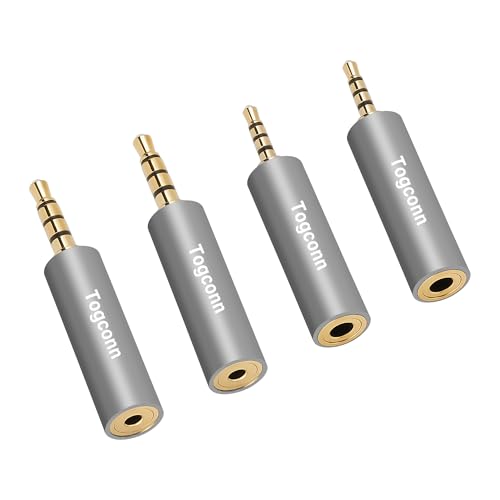 2.5mm to 3.5mm TRRS Adapter 4 Pack,2.5mm Male to 3.5mm Female/3.5 mm Male to 2.5 mm Female Audio Jack Converter Connector Stereo/Mono Auxiliary Plug for phones, Headphone, Tablets Support Mic Function - style: 4 Pack
