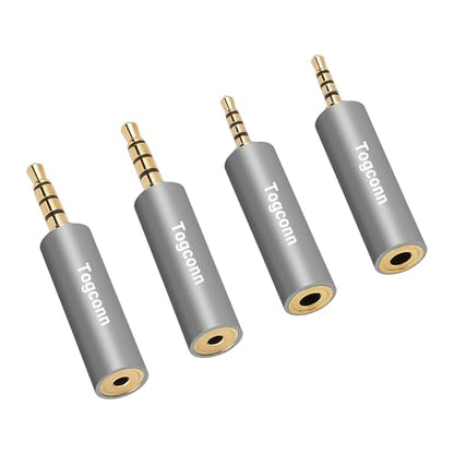 2.5mm to 3.5mm TRRS Adapter 4 Pack,2.5mm Male to 3.5mm Female/3.5 mm Male to 2.5 mm Female Audio Jack Converter Connector Stereo/Mono Auxiliary Plug for phones, Headphone, Tablets Support Mic Function - style: 4 Pack