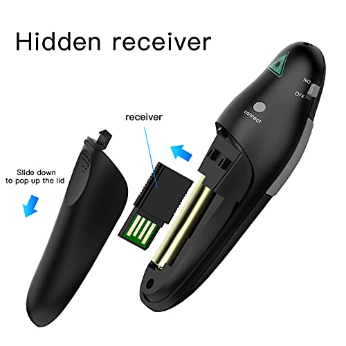 QUI Presentation Clicker Wireless Presenter Remote Clicker for PowerPoint Presentation Remote, PowerPoint Slide Advancer for Mac/Windows/Google Slide/Keynote, Black, A - color: Black