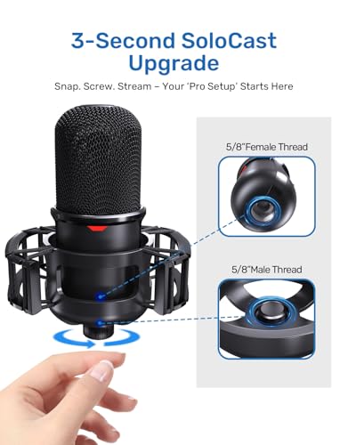 2026 Upgrade Shock Mount for HyperX SoloCast & Razer Seiren Mini Microphone, Anti-Vibration Suspension Elastic Shock Mount Holder Clip Mics Stand - size: HyperX SoloCast Shock Mount