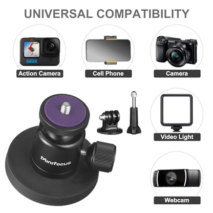 Magnetic Camera Mount for Action Camera, Super Strong Rubber Magnet with 360° Rotation Ball Head, 1/4"-20 Male Thread Screw, Magnet Camera Stand for GoPro, Insta 360, DJI Osmo Action Nano - color: C1302-New