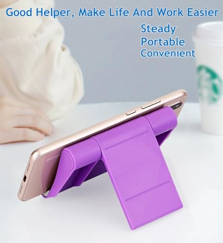 Portable Adjustable Cell Phone Stand, 2 Pack, Universal Fit for Desktop, Tablet, Compatible with Most Phones & Devices (Purple+Blue) - color: Purple+Blue