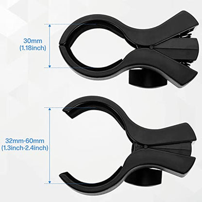 BILIONE Large Microphone Clip for Mics with Outer Diameter 1.26" to 2.3" | Adjustable Mic Holder, Premium ABS, Inside sponge to protect microphones, With 5/8" Male to 3/8" Female Screw Adapter - color: black, size: 4 Pack