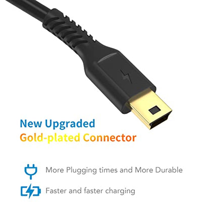 3ft Mini USB Cable, Standard USB 2.0 to Mini B Male Charger Cord Durable USB Mini to USB Charging Cable Compatible with PS3 Controller, MP3 Player, Camera, Dash Cam, Garmin GPS, Hero 3+(Black) - size: 3 Feet