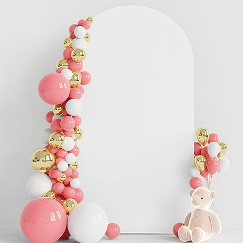 Wokceer 7.2FT Wedding Arch Backdrop Cover Spandex Fitted White Wedding Arch Covers Round Top Chiara Arches Backdrop Cover for Birthday Party Ceremony Banquet Decoration - color: White, size: 7.2 FT