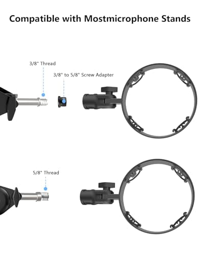 [2026 Upgrade] Microphone Shock Mount for HyperX QuadCast with 3/8" or 1/4" Screw Adapter, Works with HyperX QuadCast Microphone Stand & Boom Arm Durable Replacement Accessory for Mic - size: HyperX QuadCast Shock Mount